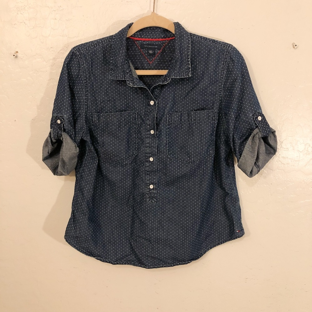 TOMMY HILFIGER Roll Tab Denim Shirt Size L